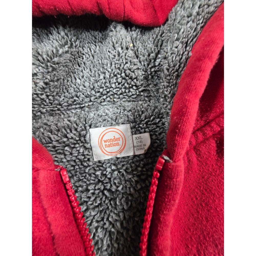 Wonder Nation Boys XXL 18 Red White Blue Colorblock Sherpa Lined Zip Up Hoodie - Picture 5 of 5